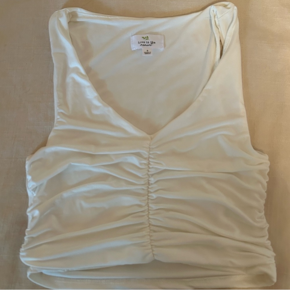 White going out crop top ruched tank top